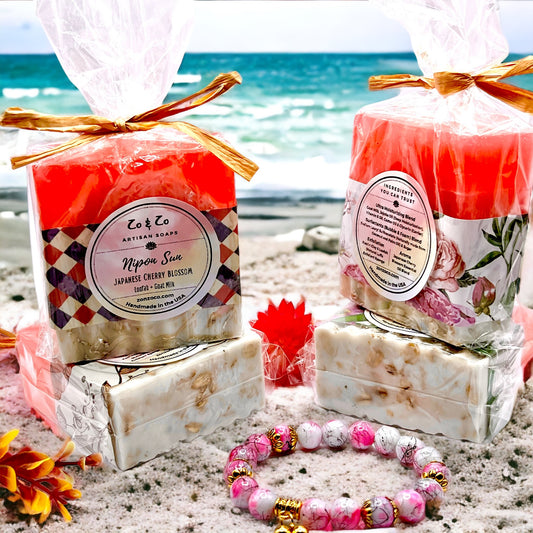 Cherry Blossom (Unisex) - Goat's Milk - Oatmeal - Loofah Scrub - Ultra Moisturizing - 6.9 oz Bar